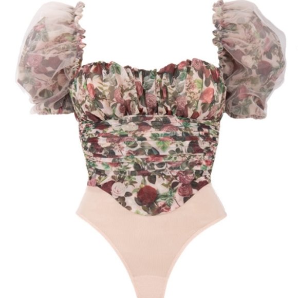 House of CB Nina Floral Mesh Bodysuit - Picture 3 of 8
